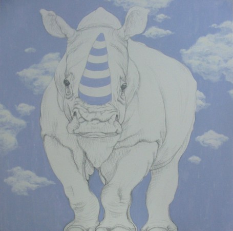 neushoorn schilderij, clouds
