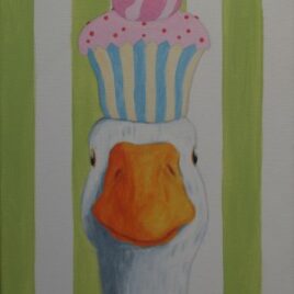cupcake goose een grappig schilderij