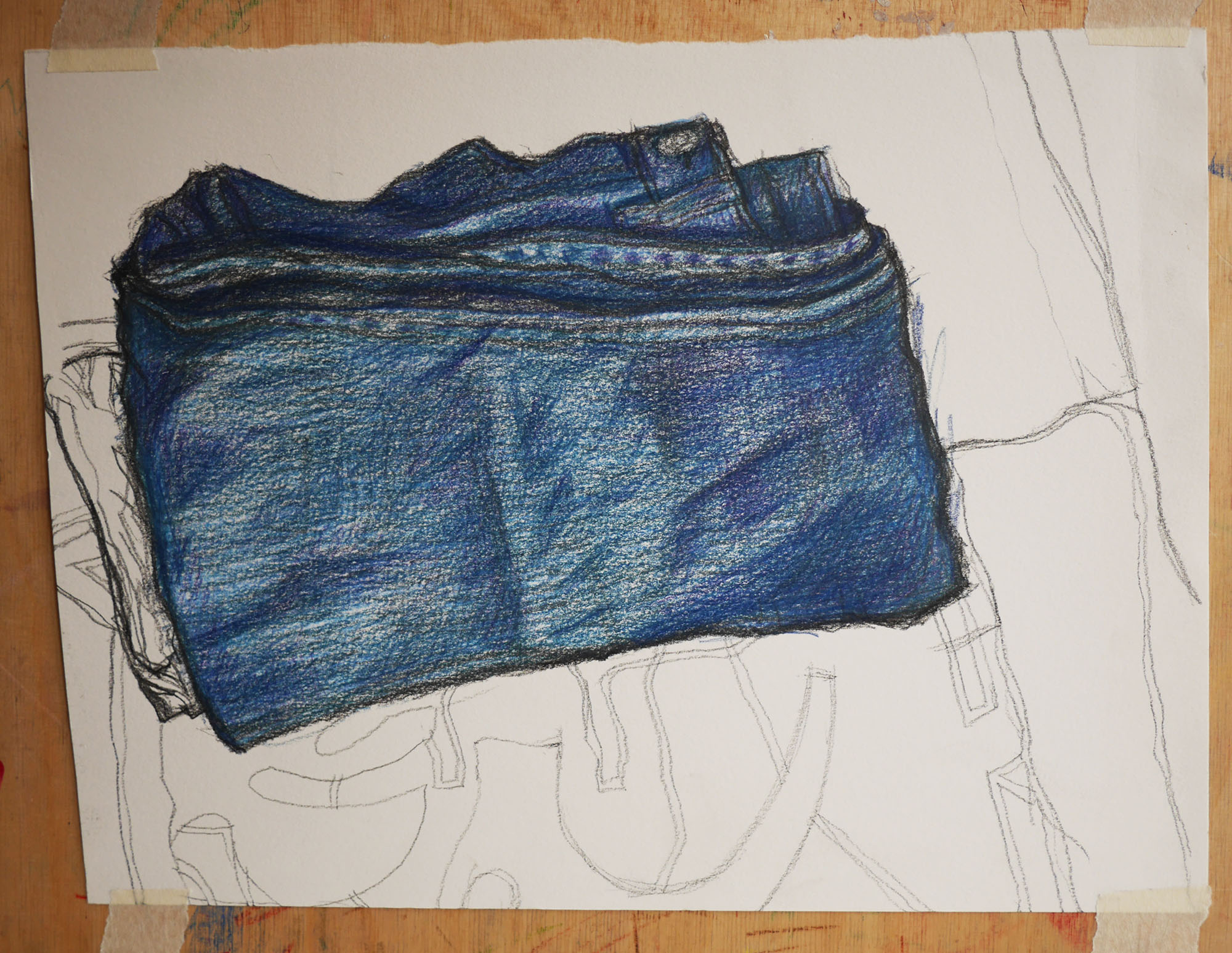 kleurpotlood tekening spijkerbroek pencilcolour drawing jeans